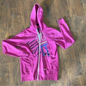 Nike graphic hooded sweatshirt zip up jacket just do it sz med